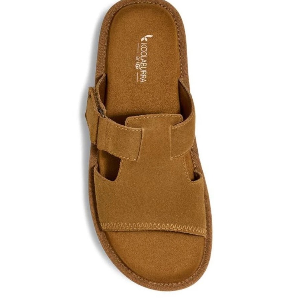 Koolaburra Tan Suede Platform Slide Sandals - Picture 2 of 13